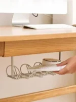 ⁦سلة حاملة الاسلاك منظم اسلاك بلاستيك توصيلات في لوح تخزين منظم اسلاك الاجهزة الالكترونية تركب اسفل الطاولات⁩ - الصورة ⁦4⁩