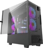 ⁦كيس جيمنج حافظة DarkFlash DLV22 ATX، باب زجاجي مقوى مفتوح على الجانب الأيمن، مع 3 مراوح C6MS RGB باللون الأسود | DLV22⁩ - الصورة ⁦5⁩