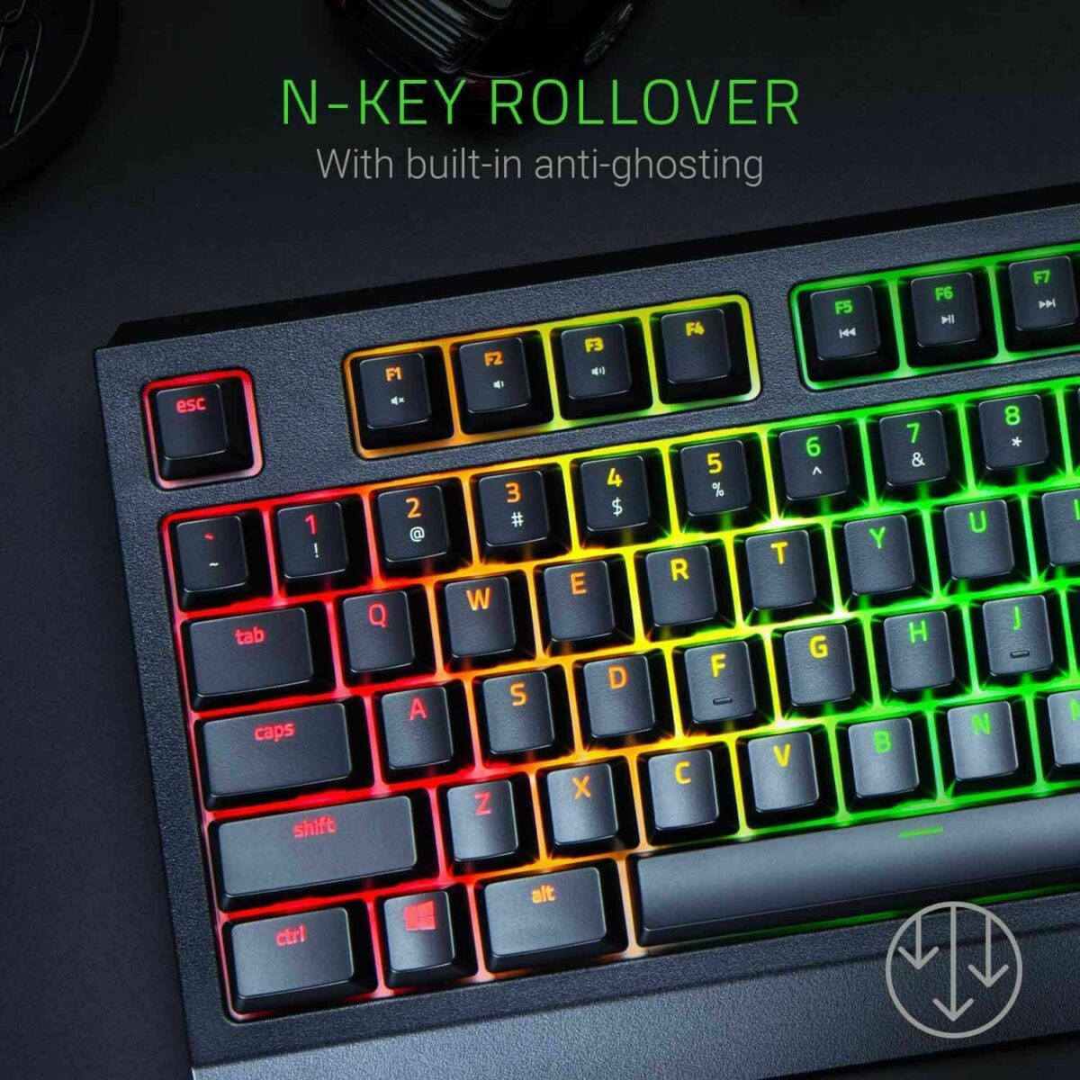 ⁦كيبورد جيمنج ميكانيكي Razer BlackWidow: مفاتيح ميكانيكية خضراء -إضاءة Chroma RGB - ريزر (اوبن بوكس)⁩ - الصورة ⁦6⁩