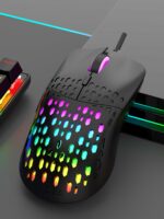 ماوس جيمنج خفيف ماوس ألعاب مسلك اسود مضيء بالليد للكمبيوتر اللوحي والكمبيوتر المحمول والمكتب