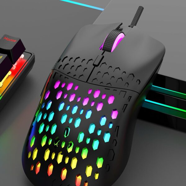 ماوس جيمنج خفيف ماوس ألعاب مسلك اسود مضيء بالليد للكمبيوتر اللوحي والكمبيوتر المحمول والمكتب