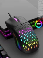 ⁦ماوس جيمنج خفيف ماوس ألعاب مسلك اسود مضيء بالليد للكمبيوتر اللوحي والكمبيوتر المحمول والمكتب⁩ - الصورة ⁦2⁩