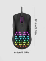 ⁦ماوس جيمنج خفيف ماوس ألعاب مسلك اسود مضيء بالليد للكمبيوتر اللوحي والكمبيوتر المحمول والمكتب⁩ - الصورة ⁦3⁩