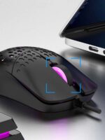 ⁦ماوس جيمنج خفيف ماوس ألعاب مسلك اسود مضيء بالليد للكمبيوتر اللوحي والكمبيوتر المحمول والمكتب⁩ - الصورة ⁦5⁩