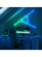 ⁦اعمدة اضاءة ذكية من 9 قطع لللجدار من Tuya بجهاز تحكم وتحكم بالهاتف اضائة RGB تتفاعل مع الصوت نانو ليف ديكور سيت اب⁩ - الصورة ⁦5⁩