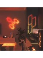 ⁦اعمدة اضاءة ذكية من 9 قطع لللجدار من Tuya بجهاز تحكم وتحكم بالهاتف اضائة RGB تتفاعل مع الصوت نانو ليف ديكور سيت اب⁩ - الصورة ⁦6⁩