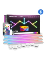 ⁦اعمدة اضاءة ذكية من 9 قطع لللجدار من Tuya بجهاز تحكم وتحكم بالهاتف اضائة RGB تتفاعل مع الصوت نانو ليف ديكور سيت اب⁩ - الصورة ⁦7⁩
