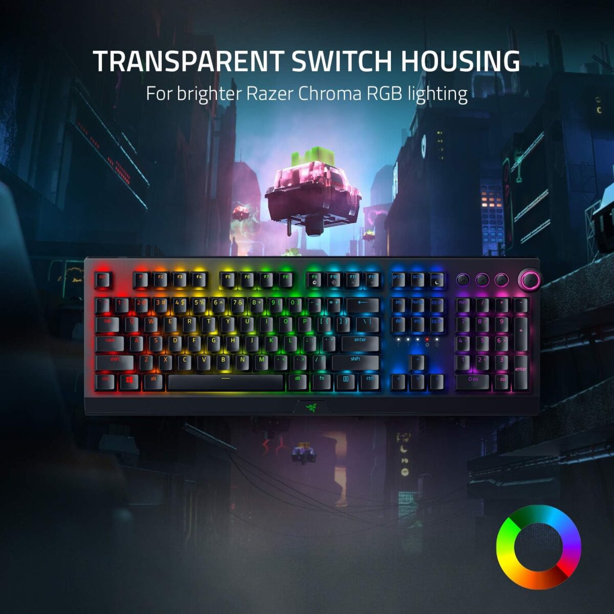⁦كيبورد جيمنج ميكانيكي ريزر لوحة مفاتيح الألعاب اللاسلكية الميكانيكية Razer BlackWidow V3 Pro سوتش اخضر (اوبن بوكس)⁩ - الصورة ⁦4⁩