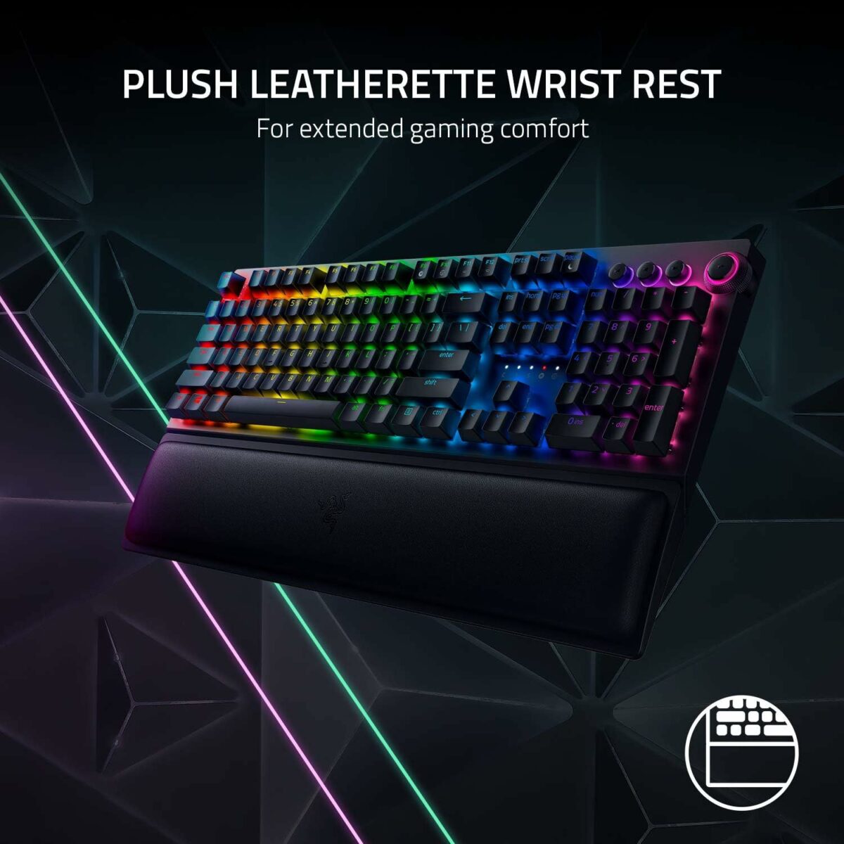 ⁦كيبورد جيمنج ميكانيكي ريزر لوحة مفاتيح الألعاب اللاسلكية الميكانيكية Razer BlackWidow V3 Pro سوتش اخضر (اوبن بوكس)⁩ - الصورة ⁦6⁩