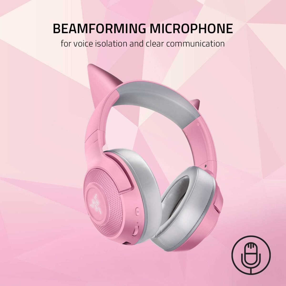 ⁦سماعة جيمنج ريزر بنات Razer Kraken BT Kitty: اتصال Bluetooth 5.0-40ms منخفض الكمون - برامج تشغيل 40 مم (اوبن بوكس)⁩ - الصورة ⁦4⁩
