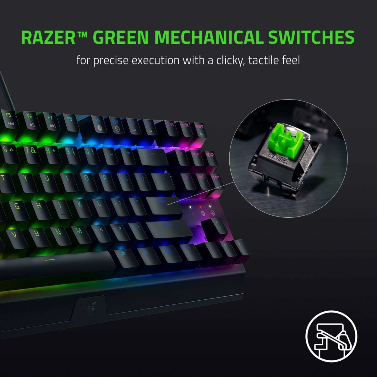 ⁦كيبورد جيمنج ميكانيكي ريزر لوحة مفاتيح الألعاب الميكانيكية Razer BlackWidow V3 Tenkeyless TKL:  (اوبن بوكس)⁩ - الصورة ⁦2⁩