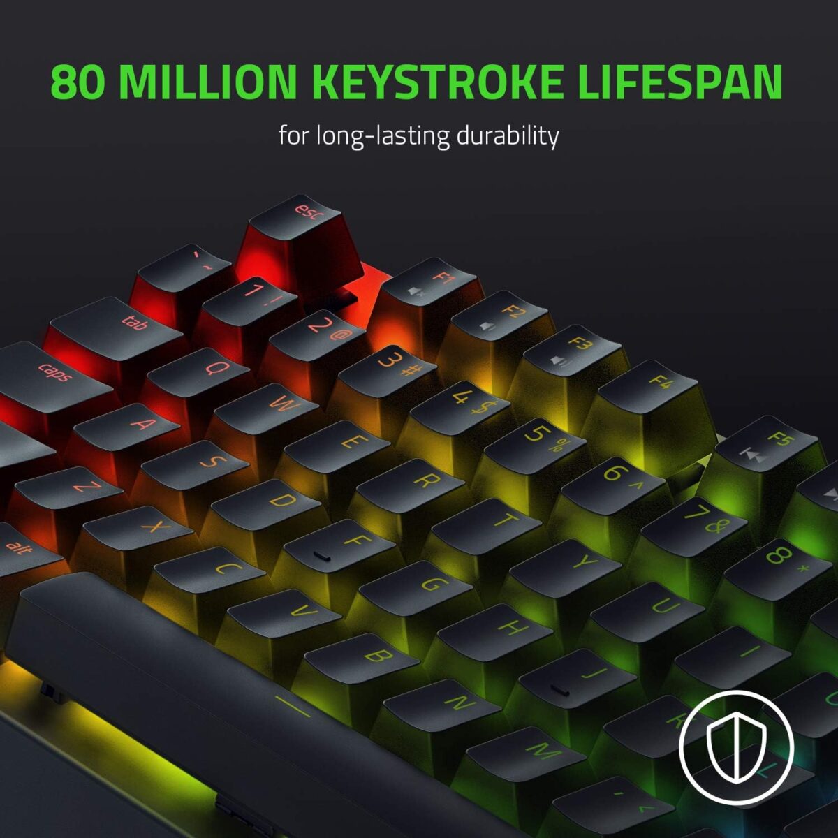 ⁦كيبورد جيمنج ميكانيكي ريزر لوحة مفاتيح الألعاب الميكانيكية Razer BlackWidow V3 Tenkeyless TKL:  (اوبن بوكس)⁩ - الصورة ⁦7⁩