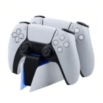 منصة شحن لاجهزة تحكم بلايستيشن5 محطة شحن مزدوجة لتحكم وايرلس Ps5 من جهة التحكم مع إضاءة جوية وتحكم لمسي ,باللونين الأبيض والأ