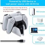 ⁦منصة شحن لاجهزة تحكم بلايستيشن5 محطة شحن مزدوجة لتحكم وايرلس Ps5 من جهة التحكم مع إضاءة جوية وتحكم لمسي ,باللونين الأبيض والأ⁩ - الصورة ⁦5⁩