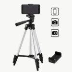 ⁦ستاند حامل ثلاثي الأرجل محمول للكاميرا والهاتف، من الألومنيوم قابل للتعديل ، مع حامل هاتف عام، متوافق مع Canon و Nikon و Pana⁩ - الصورة ⁦3⁩