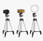 ⁦ستاند حامل ثلاثي الأرجل محمول للكاميرا والهاتف، من الألومنيوم قابل للتعديل ، مع حامل هاتف عام، متوافق مع Canon و Nikon و Pana⁩ - الصورة ⁦4⁩