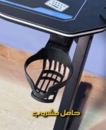 ⁦طاولة العاب طاولة جيمنج 60*140 سم بإضاءة متعددة الألوان وحامل سماعات وكوب طبقة كربون فايبر – تصميم عصري على شكل Z⁩ - الصورة ⁦9⁩