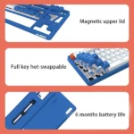 ⁦كيبورد جيمنج ميكانيكي لاسلكي سوتش أزرق لاسلكي 2.4G مع ازرار ملنه قابله للتغير كيبورد ميكانيكي كيبورد لاسلكي⁩ - الصورة ⁦7⁩