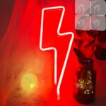 اضاءة على شكل برق لون احمر شكل البرق ضوء النيون  لديكور الحائط، أضواء نيون البرق، USB/بطارية تعمل بالطاقة LED ضوء
