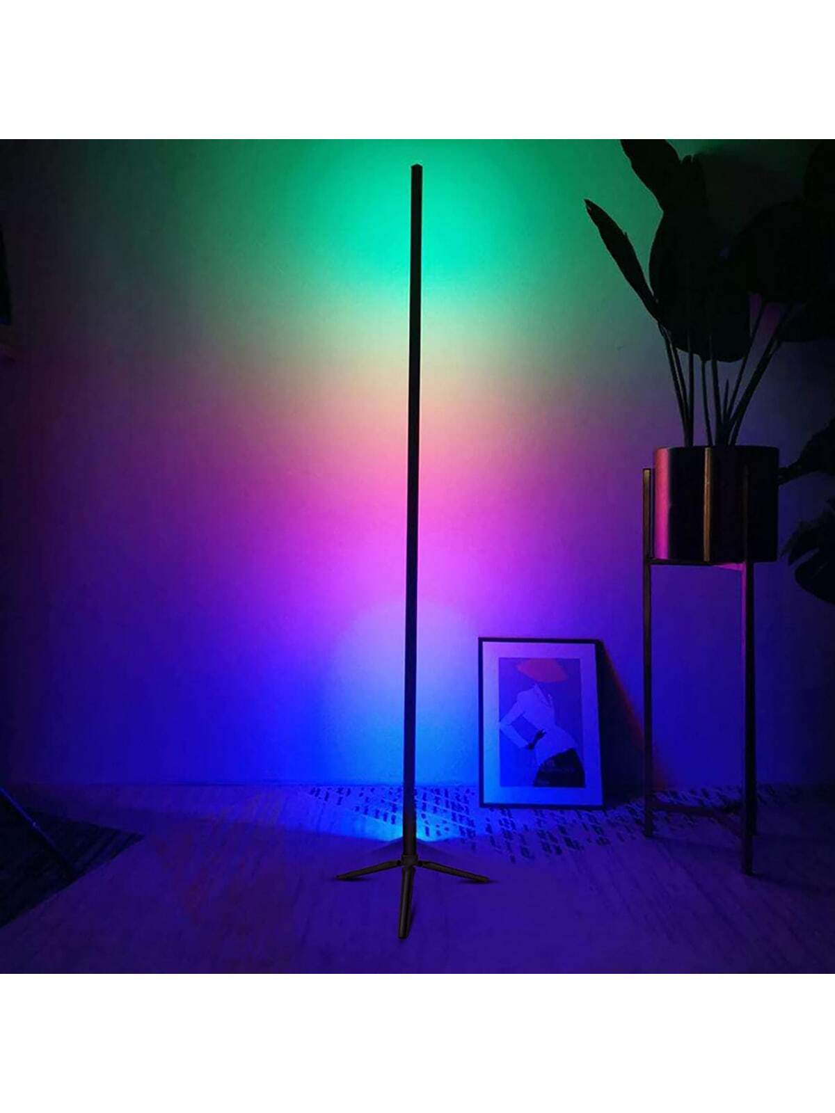 9764-products-6575f30ad40ec.jpg مصباح اضاءة للزينة ثلاثي القوائم طول 1.2 متر قاعدة غرفة نوم USB تعمل بالطاقة أسود زاوية مصباح تتفاعل مع موسيقى و متعدد الألوا - الصورة 1