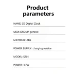 ⁦ساعة رقمية مكتبية ساعة منبه رقمية ثلاثية الأبعاد مع ضوء ليلي، ساعة حائط Led، ساعة إلكترونية إبداعية بسيطة متعددة الوظائف لغرف⁩ - الصورة ⁦5⁩